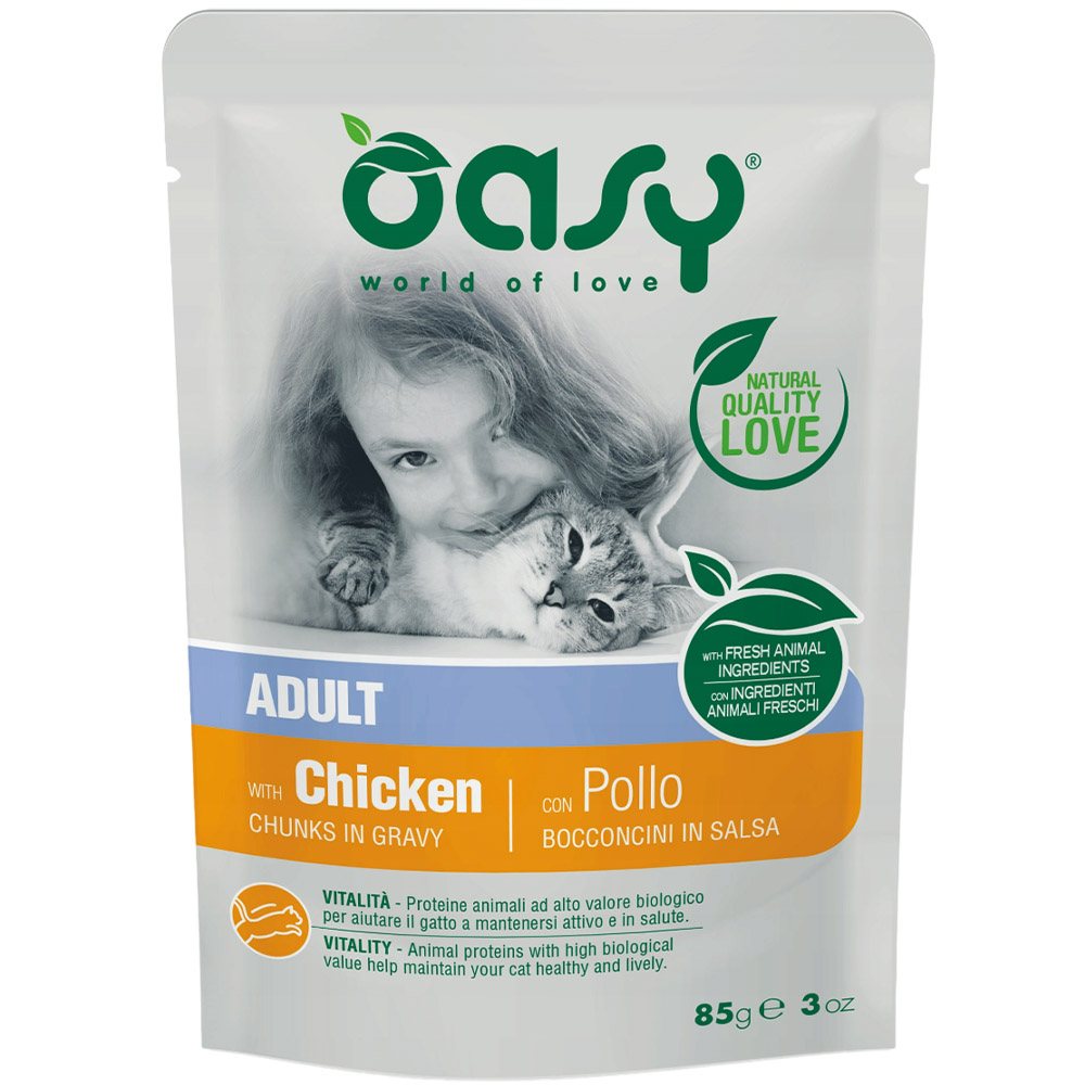 Вологий корм для дорослих котів Oasy Adult курка 85 г - фото 1