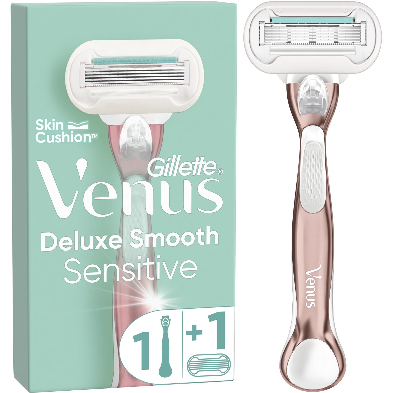 Станок для бритья Gillette Venus Extra Smooth Sensitive RoseGold, с 1 сменным картриджем - фото 1