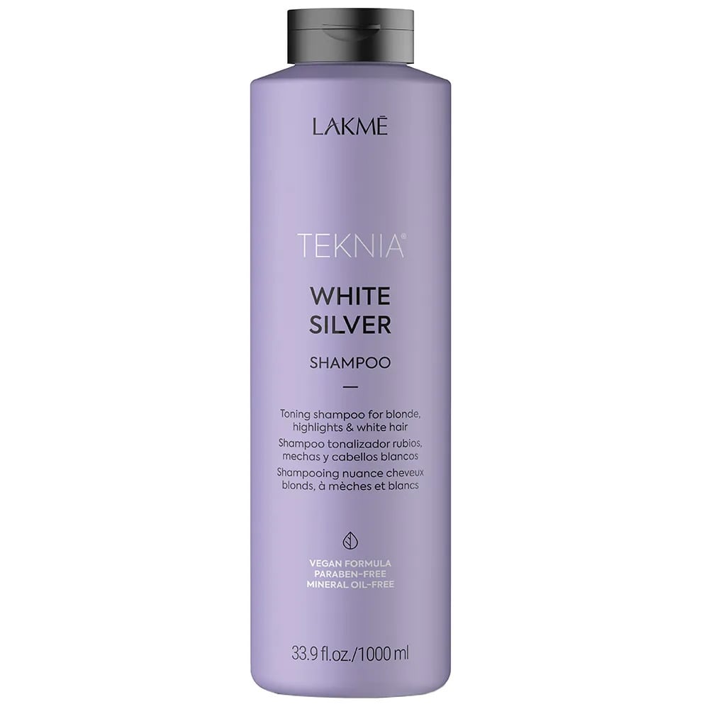 Тонирующий шампунь для нейтрализации желтого оттенка волос Lakme Teknia White Silver Shampoo 1 л - фото 1