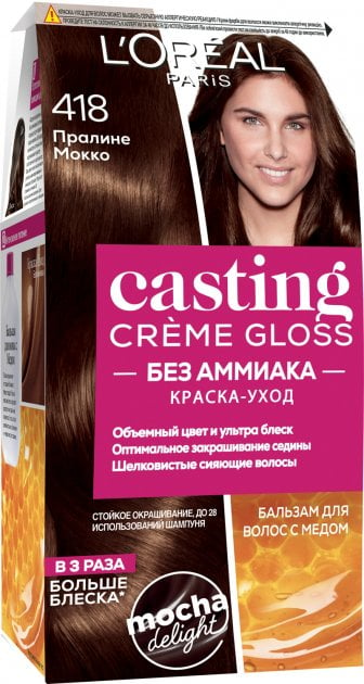 Фарба-догляд для волосся L'Oreal Paris Casting Creme Gloss, тон 418 (праліне мокко), 180 мл (AA296900) - фото 1