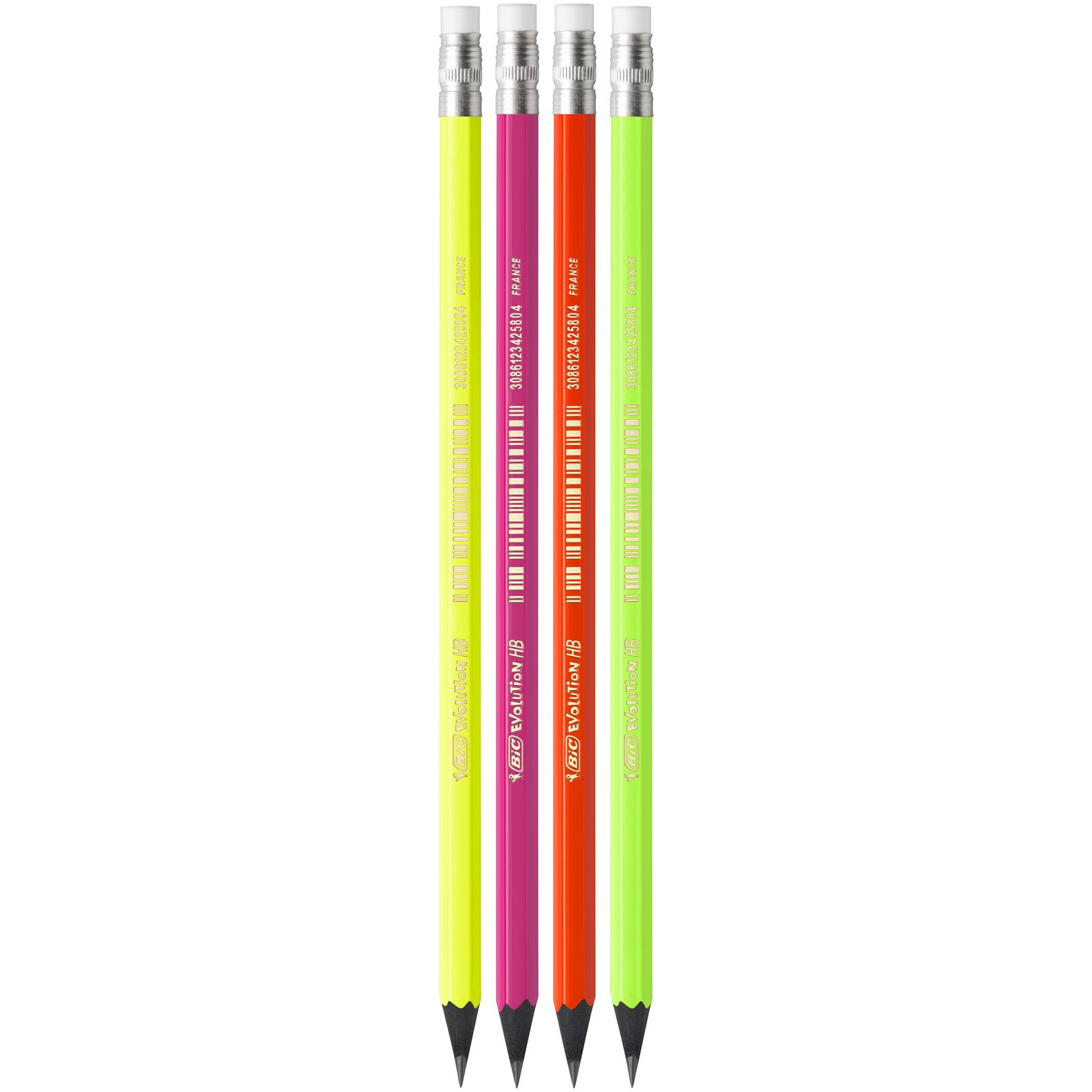 Карандаш чернографитный BIC Evolution Fluo, с резинкой, НВ, 1 шт., в ассортименте (942053) - фото 1