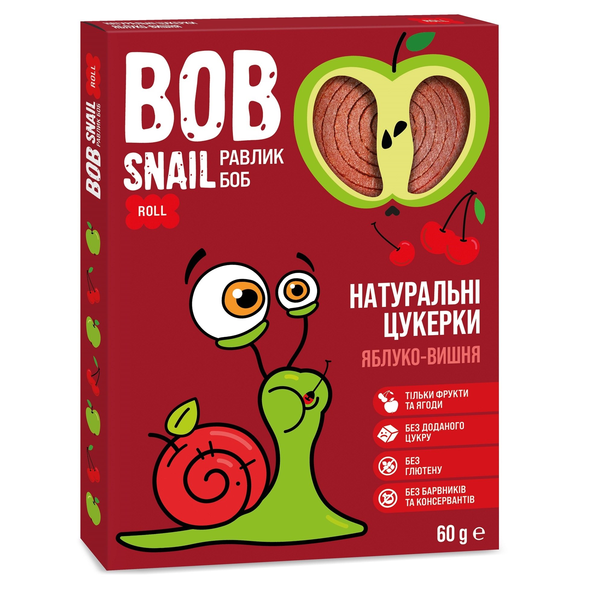 Натуральні цукерки Bob Snail Яблуко-Вишня, 60 г - фото 1
