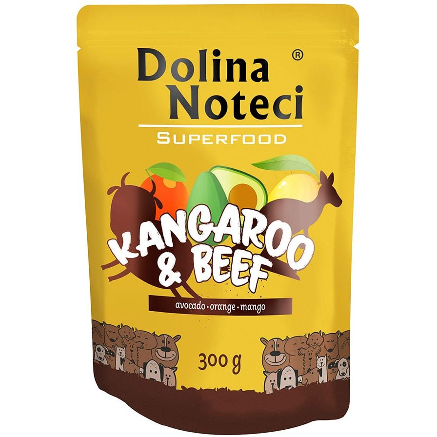 Беззерновой влажный корм для cобак Dolina Noteci Superfood, з м'ясом кенгуру та яловичини, 300 гр - фото 1