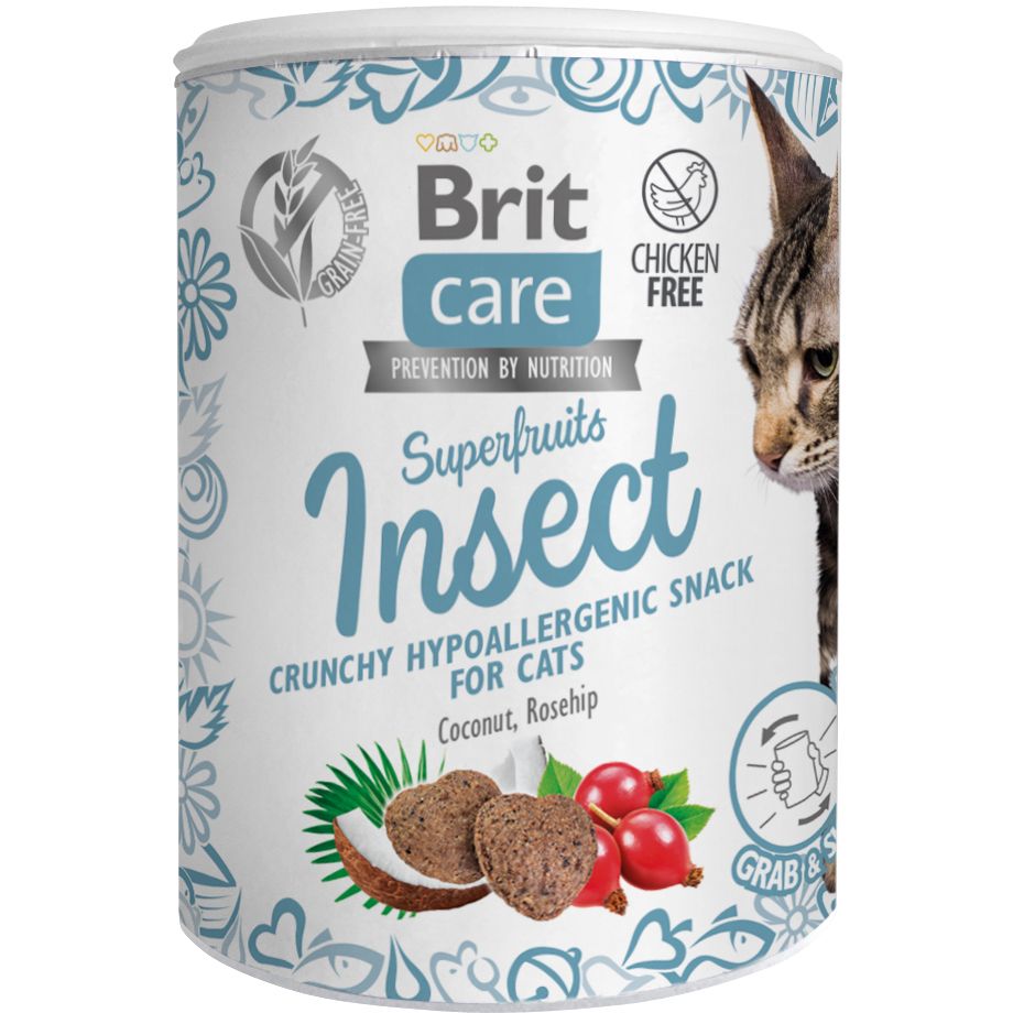 Лакомство для кошек Brit Care Superfruits с насекомыми 100 г - фото 1