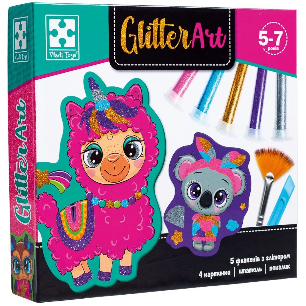 Набір для творчості Vladi Toys Glitter Art Блискучі звірята укр. мова (VT4501-11) - фото 1