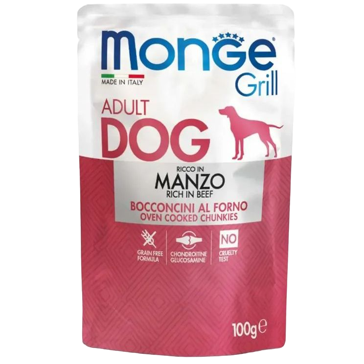 Влажный корм Monge Dog Grill с говядиной , 100 г (70013154) - фото 1
