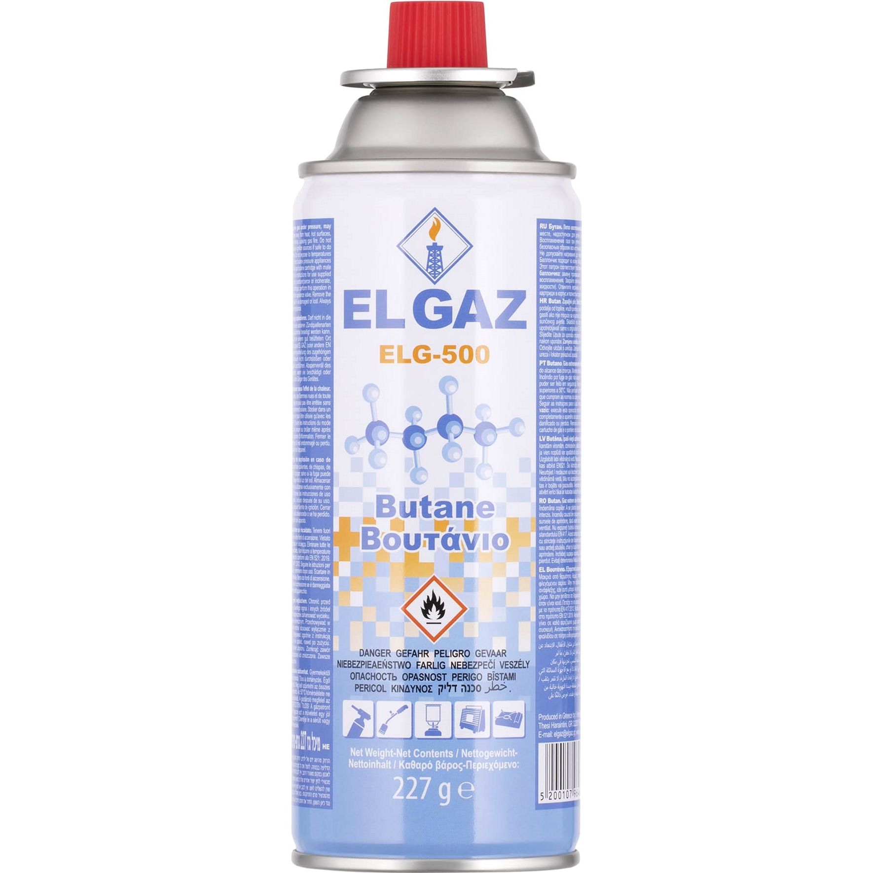 Фото - Газовий балон EL GAZ Балон-картридж газовий  ELG-500 цанговий бутан 227 г  (104ELG-500)
