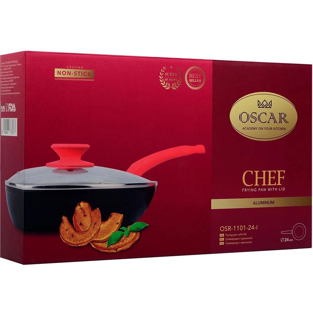 Сковорода Oscar Chef, с крышкой, 24 см (OSR-1101-24-l) - фото 5