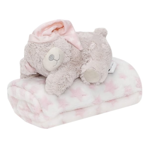 Плед Interbaby Flecce Plush Toy Bear Sleep Pink, 110х80 см, рожевий (8100264) - фото 1