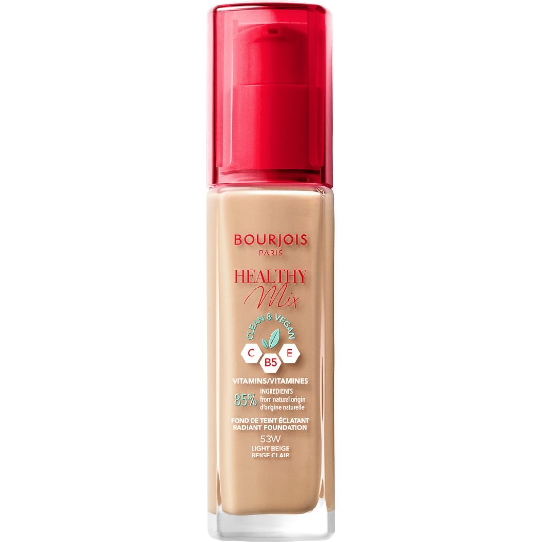 Тональная основа Bourjois Healthy Mix Clean & Vegan тон 53W (Light Beige) 30 мл - фото 1