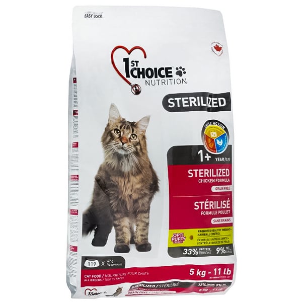 Сухой корм для кастрированных котов и стерилизованных кошек 1st Choice Sterilized 5 кг - фото 1