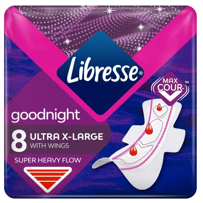 Гігієнічні прокладки Libresse Ultra Goodnight Extra Large нічні, 8 шт. - фото 1