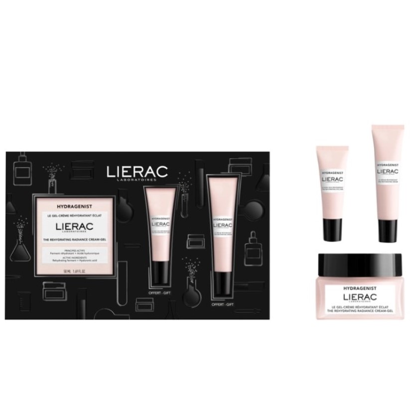 Новогодний набор Lierac Hydragenist: гель-крем для лица The Rehydrating Radiance Cream-Gel 50 мл + сыворотка The Rehydrating Serum 15 мл + крем для контура глаз The Rehydrating Eye Care 7.5 мл - фото 1