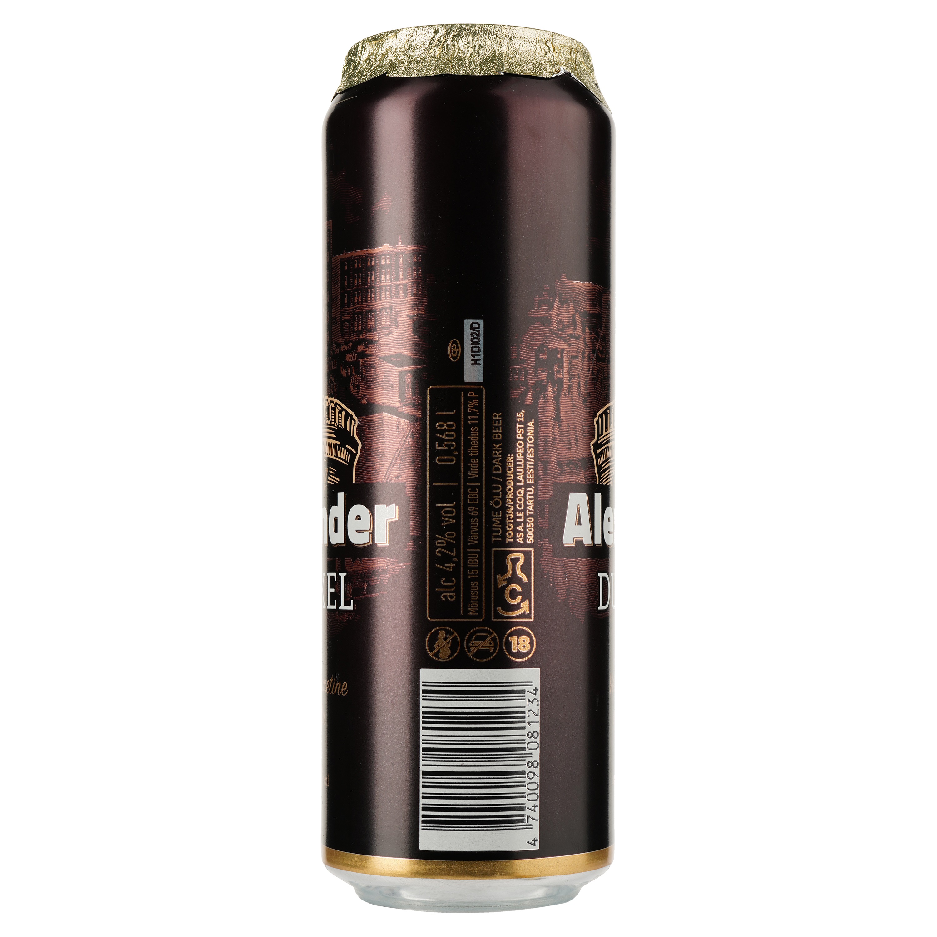 Пиво A. Le Coq Alexander Dunkel, темное, фильтрованное, 4,2%, ж/б, 0,568 л - фото 2