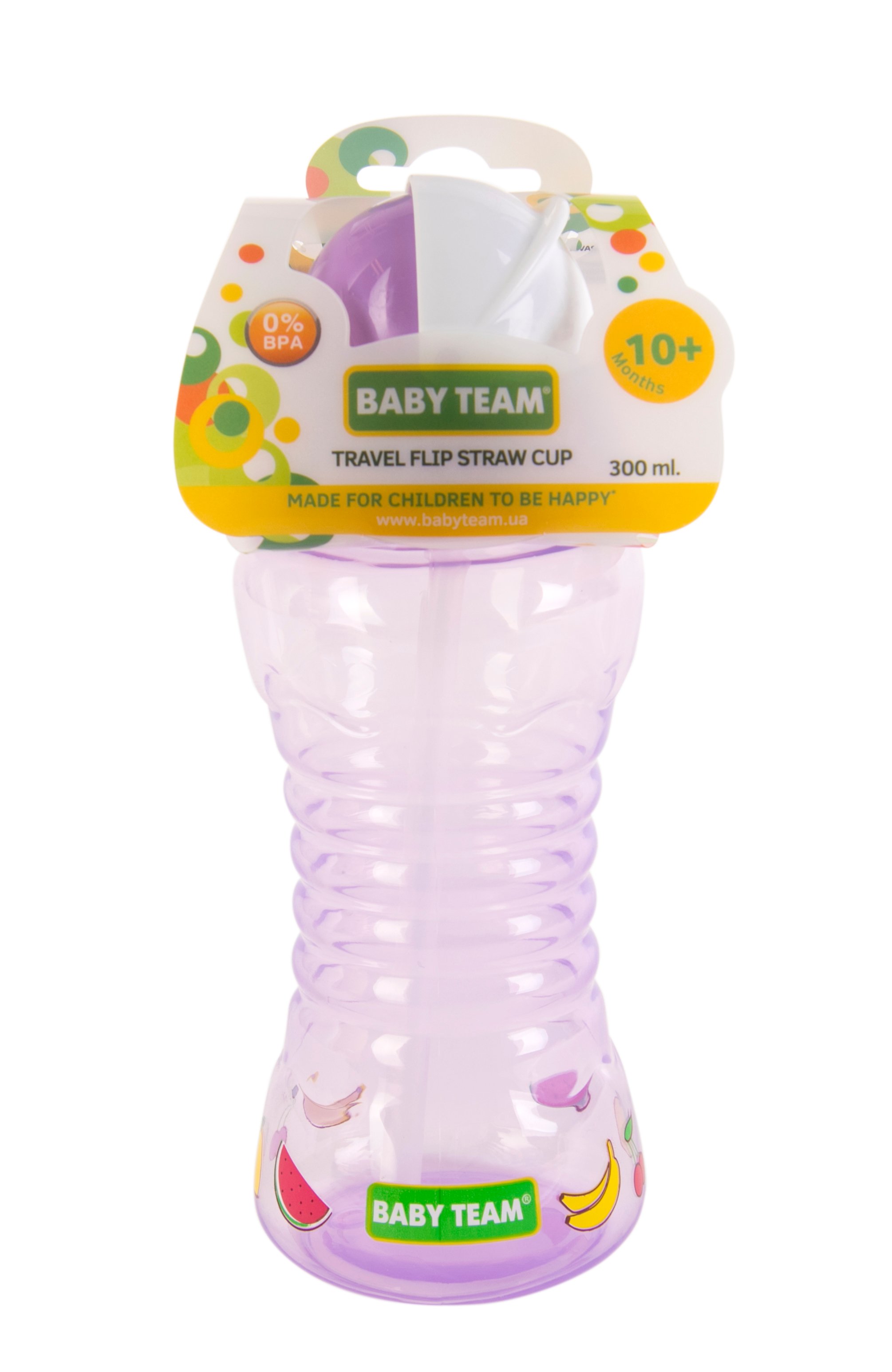 Поильник для путешествий Baby Team, с трубочкой, 10+ мес., 300 мл, фиолетовый (5005_фиолетовый) - фото 3