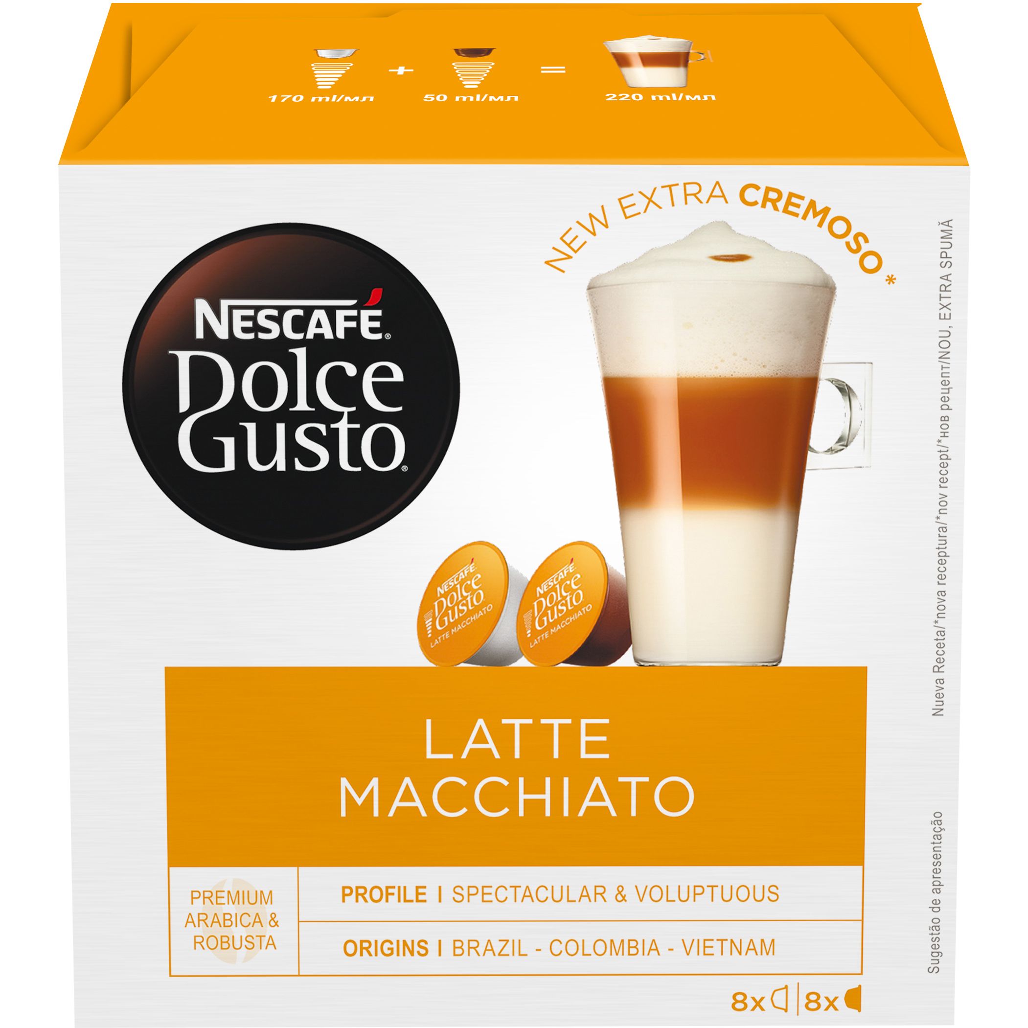 Набор кофе в капсулах Nescafe Dolce Gusto Latte Macchiato 48 шт. 549.6 г (3 уп. x 16 шт. 183.2 г) - фото 2