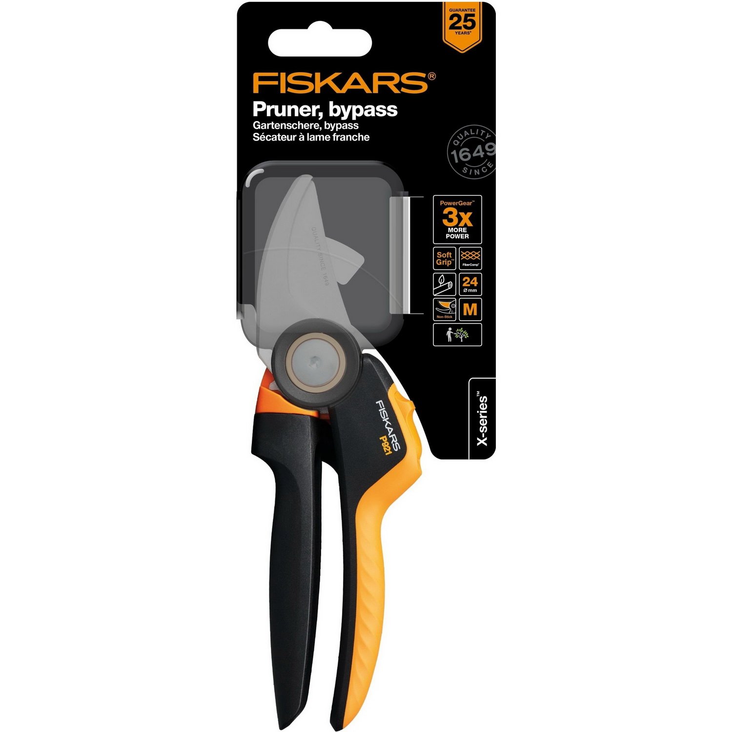 Секатор площинний Fiskars PowerGear M P921, 24 мм, 28,5 см 91057173) - фото 2