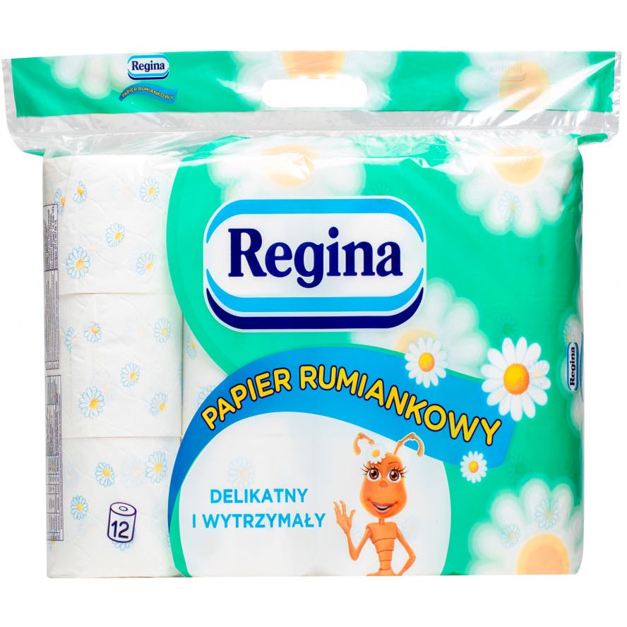 Туалетная бумага Regina Camomile FSC Ромашка трехслойная 12 рулонов - фото 1