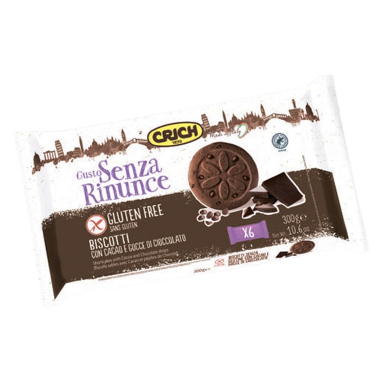 Печенье Crich с какао и шоколадными дропсами без глютена 300 г - фото 1