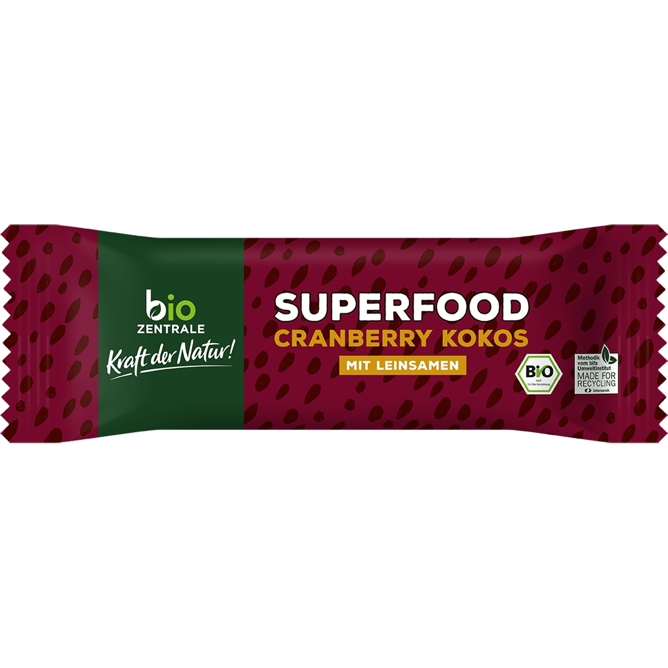 Батончик Bio Zentrale Superfood з журавлиною та кокосом органічний 40 г - фото 1