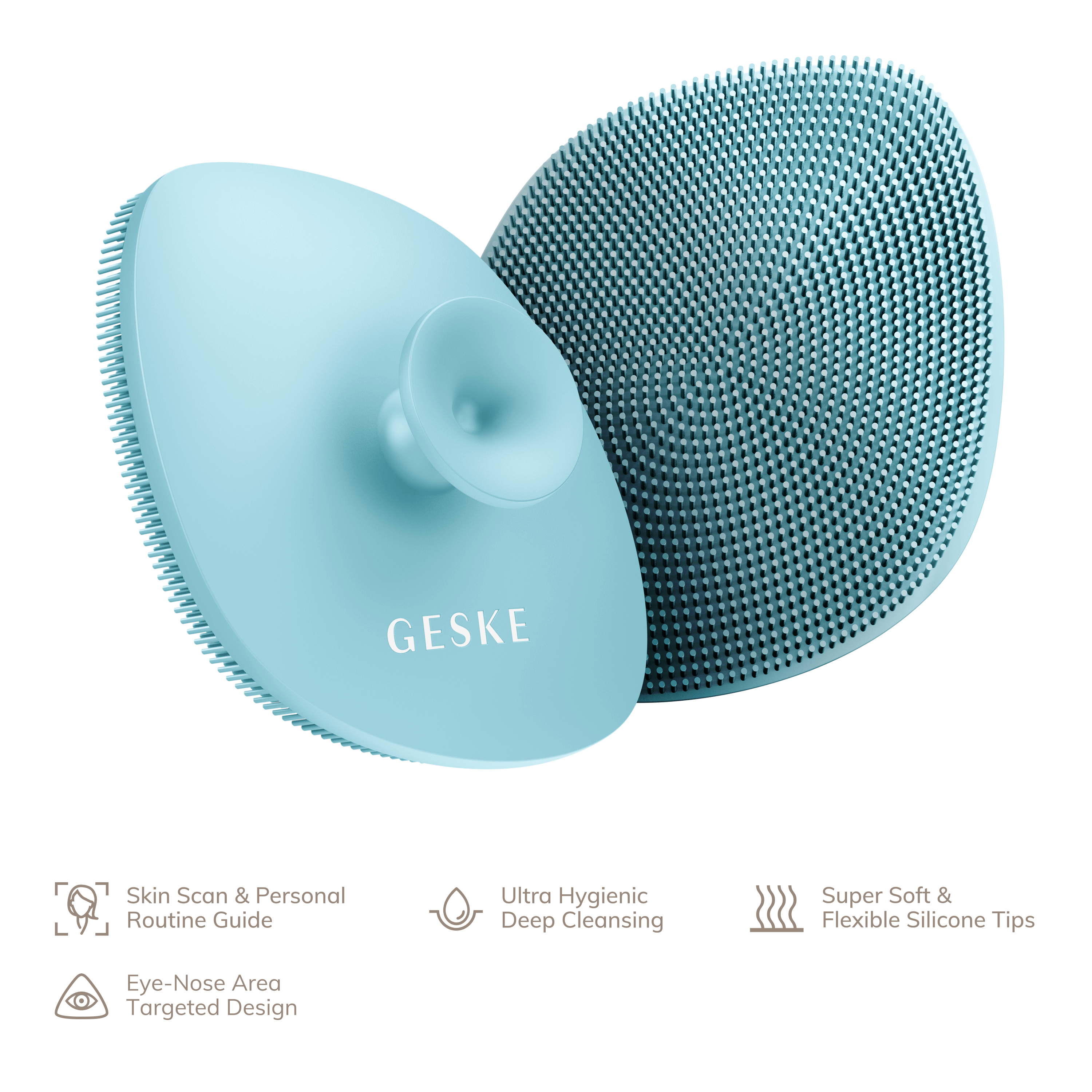 Щетка для лица GESKE Facial Brush 4 в 1 с держателем бирюзовая - фото 2