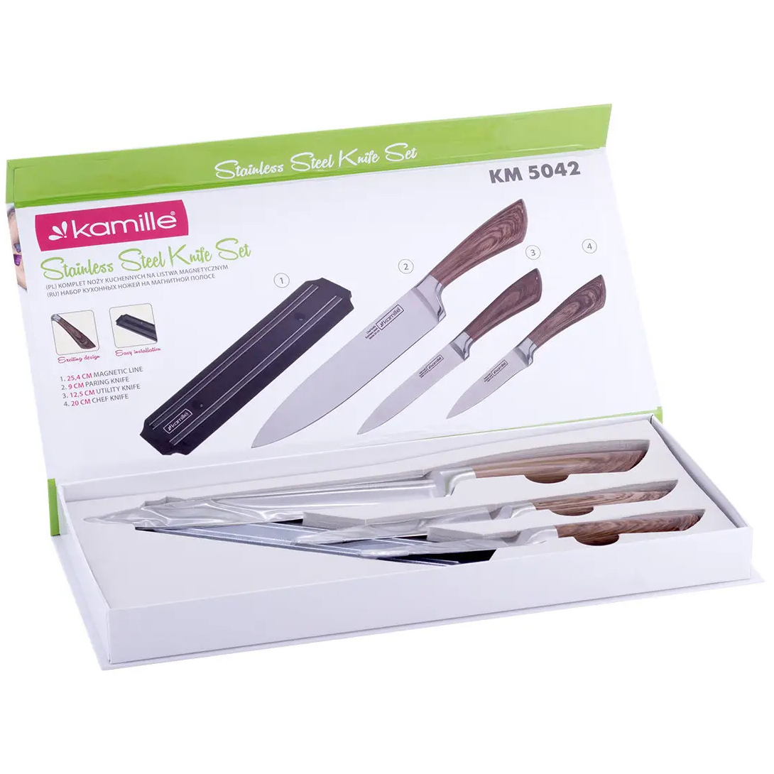 Набір кухонних ножів Kamille: 3 ножі + магнітний тримач 5042 (KM-5042) - фото 5
