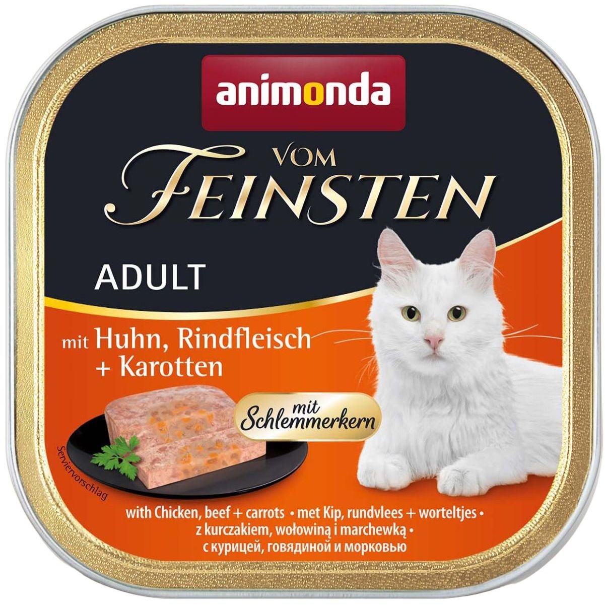 Вологий корм для котів Animonda Vom Feinsten Adult with Chicken, Beef + Carrots, з куркою, яловичиною та морквою, 100 г - фото 1