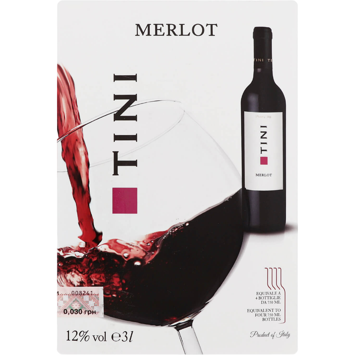 Вино Tini Merlot Bag-in-Box, красное, сухое, 3 л (826486) - фото 1