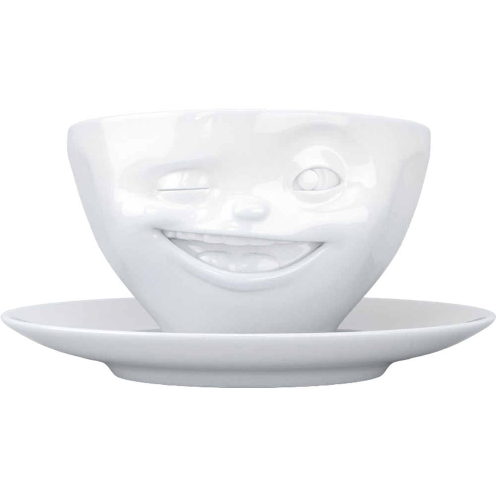 Чашка з блюдцем Tassen для кави Підморгуюче обличчя, біла, 200 мл (TASS14801/TA) - фото 3