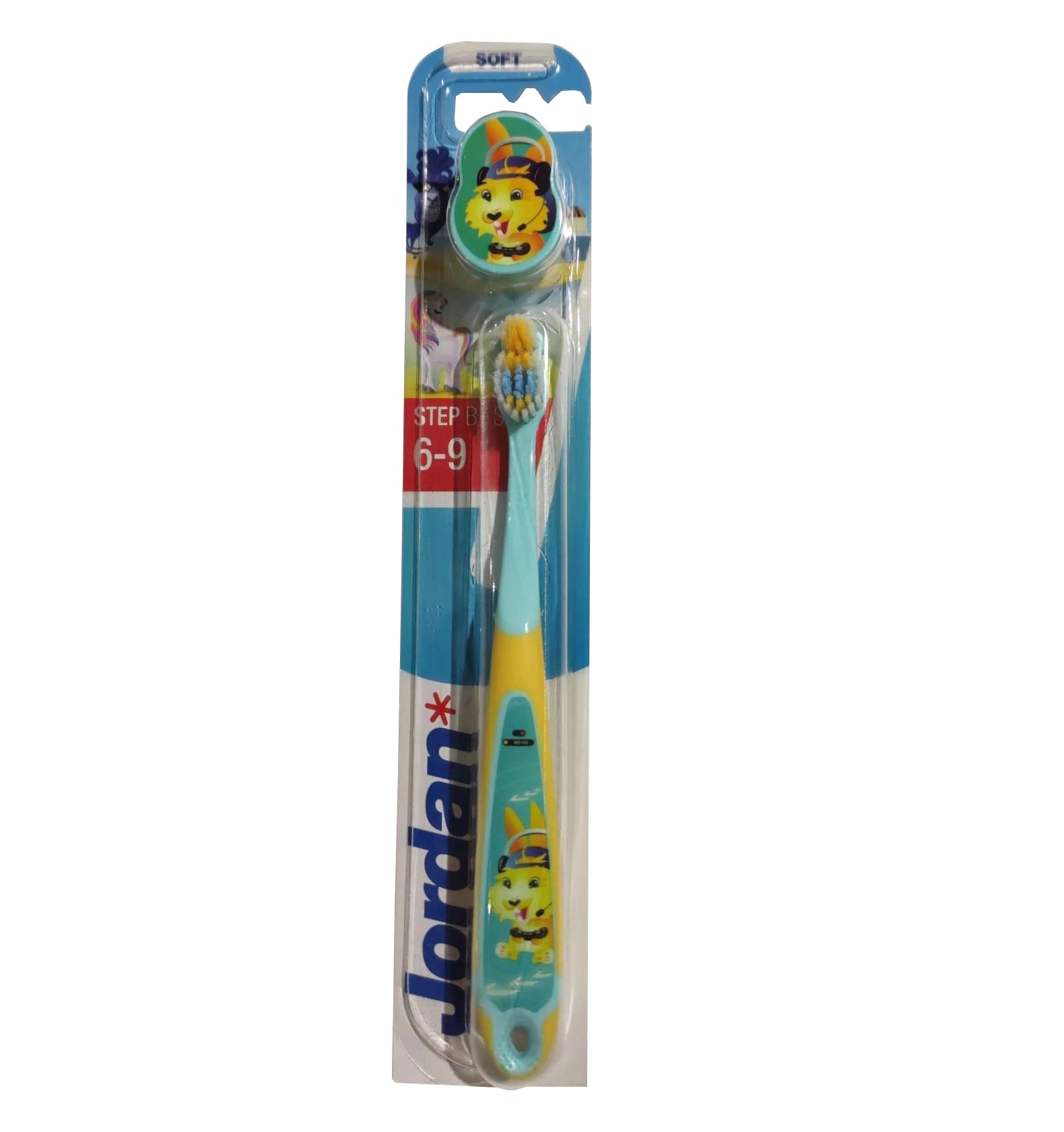 Дитяча зубна щітка Jordan Step 3, 6 - 9 років, м'яка, жовтий з бірюзовим - фото 1