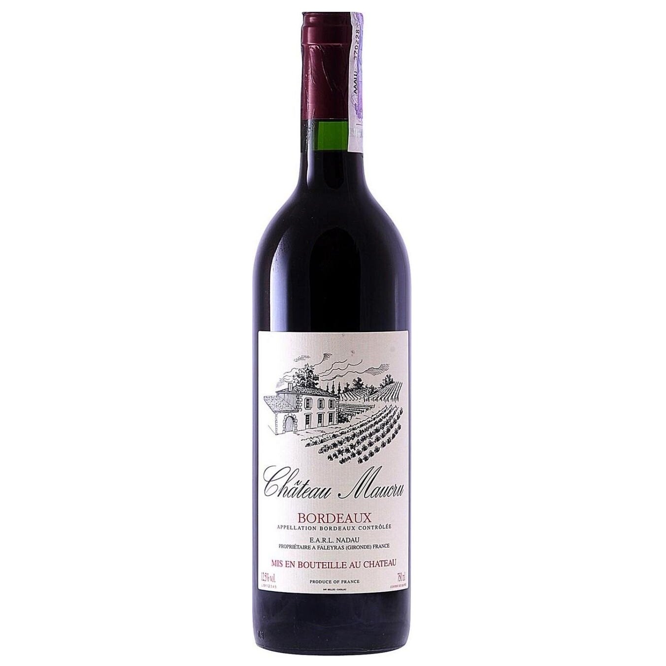 Вино Chateau Maucru Bordeaux, червоне, сухе, 13,5%, 0,75 л (3009) - фото 1