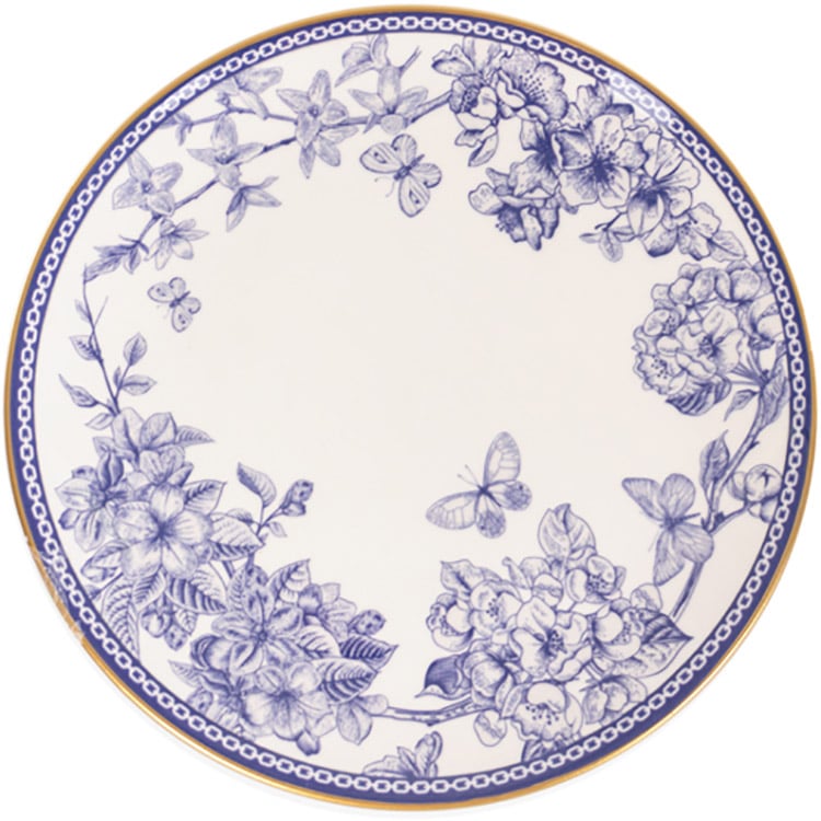 Тарілка Alba ceramics Butterfly, 26 см, біла з синім (769-007) - фото 1