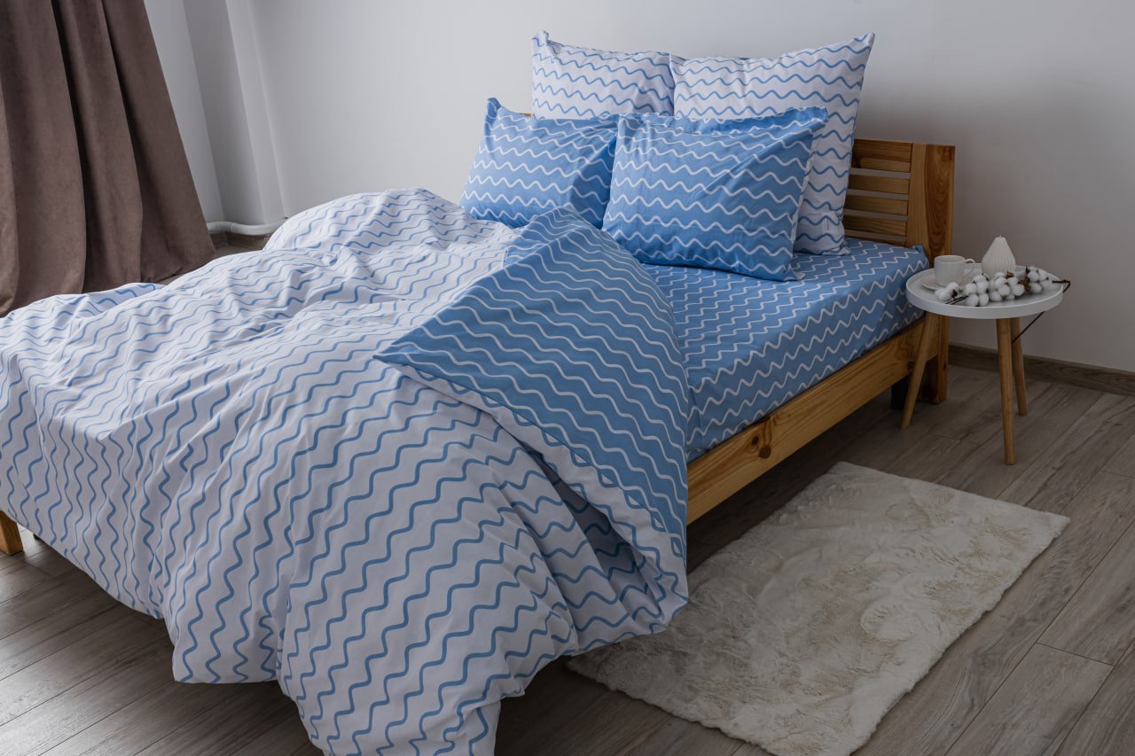 Комплект постельного белья ТЕП Happy Sleep Blueberry Dream полуторный голубой с белым (2-03794_25054) - фото 2