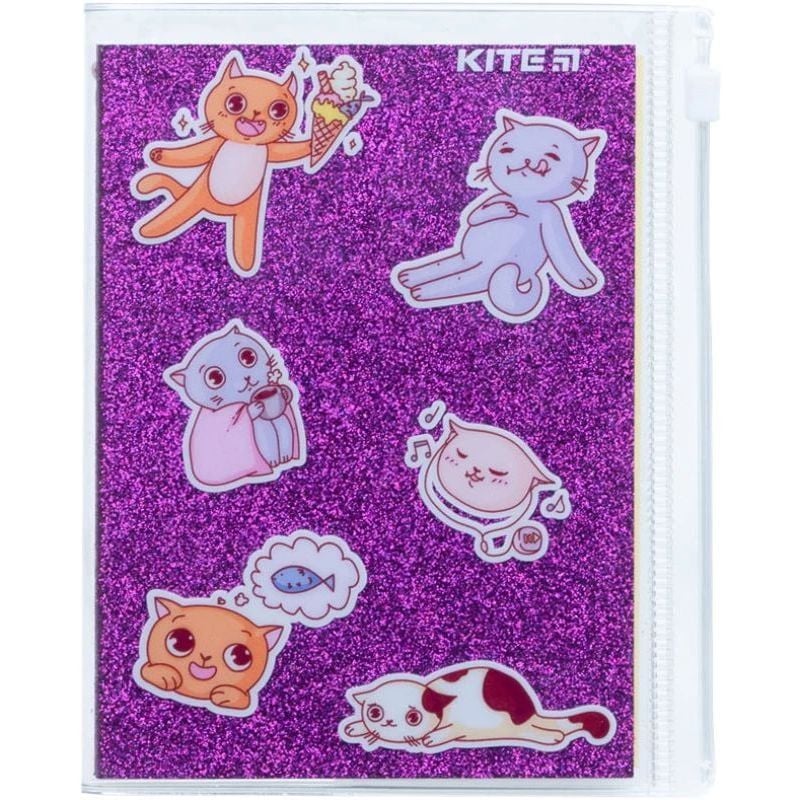 Photos - Notebook KITE Блокнот  Purple cats А6+ в клітинку 80 аркушів фіолетовий  (K22-462-2)