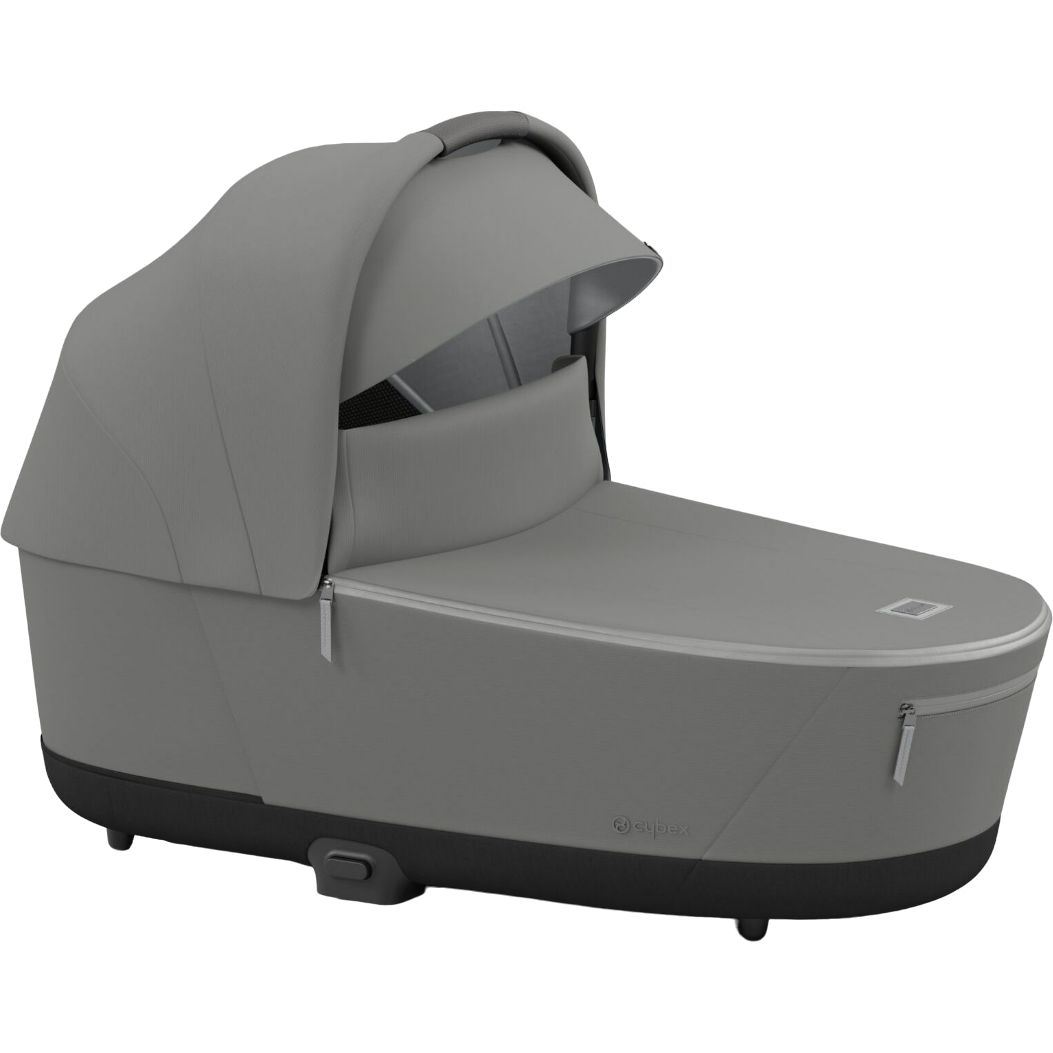 Люлька Cybex Priam Lux Conscious Collection Pearl Grey + Текстиль для прогулочного блока Cybex Priam Conscious Collection Pearl Grey + Шасси Cybex Priam с каркасом LS RBA Matt Black - фото 3