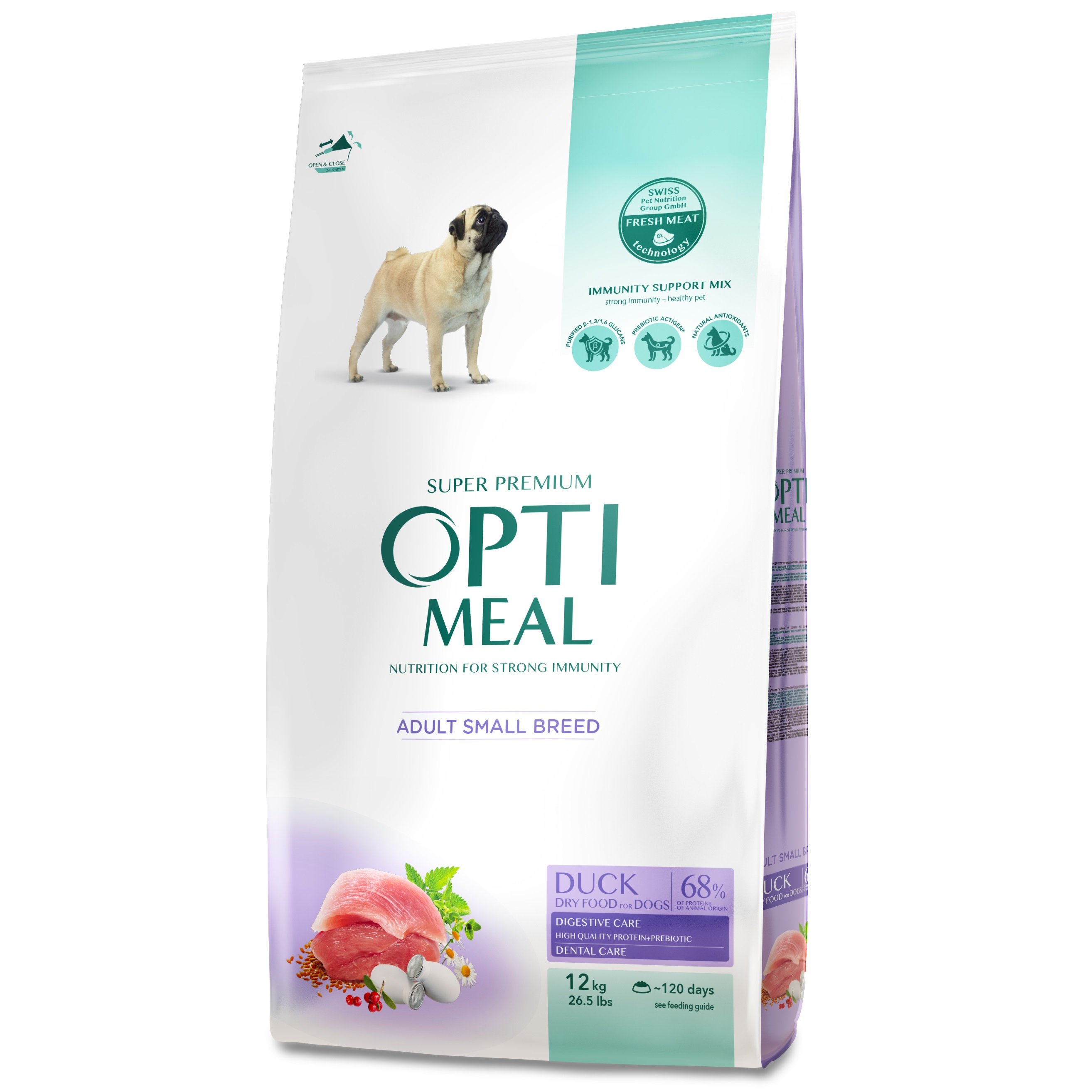 Сухий корм для дорослих собак малих порід Optimeal, качка, 12 кг (B1740801) - фото 1