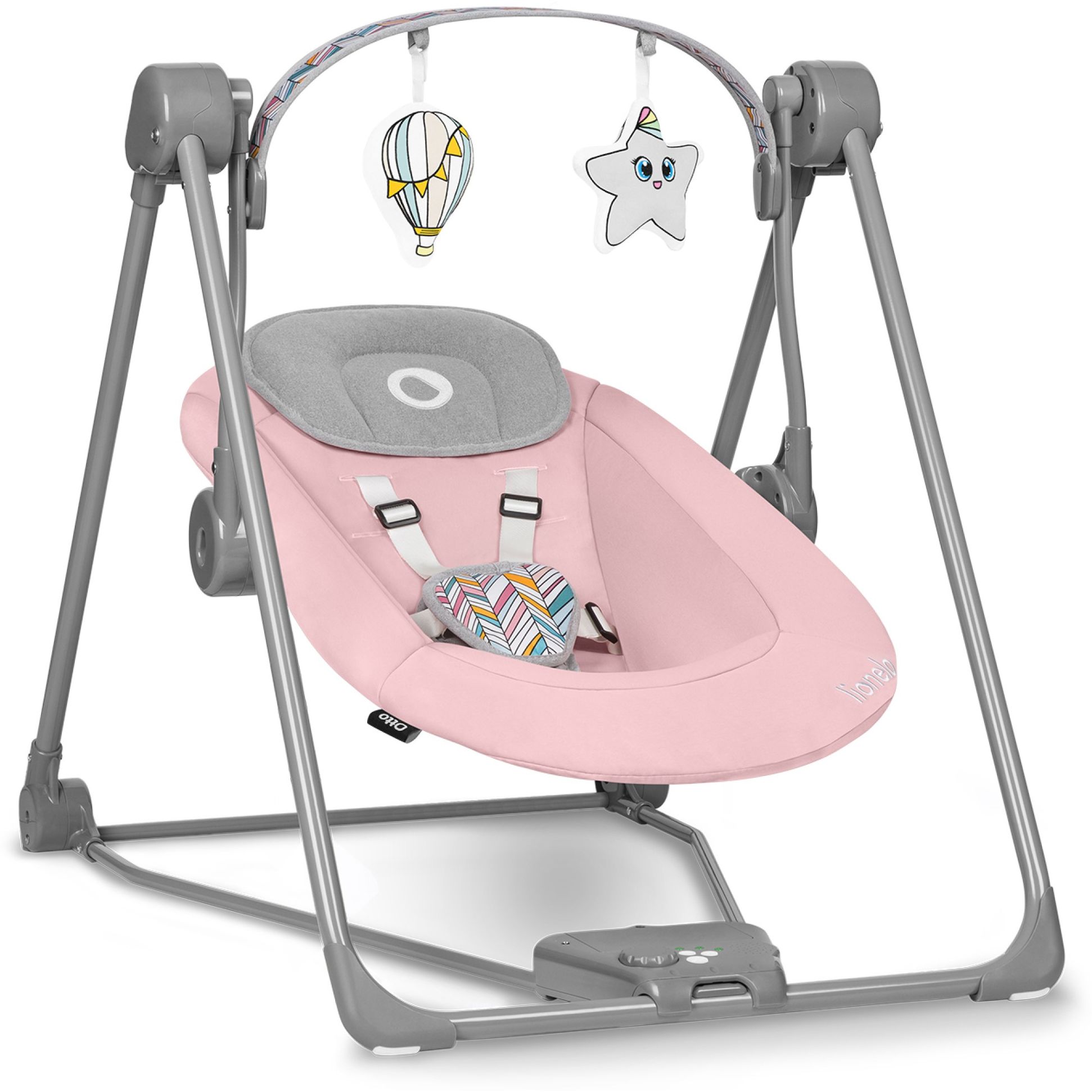 Крісло-гойдалка Lionelo Otto Pink Baby з ігровою дугою, рожеве (LO-OTTO PINK BABY) - фото 2