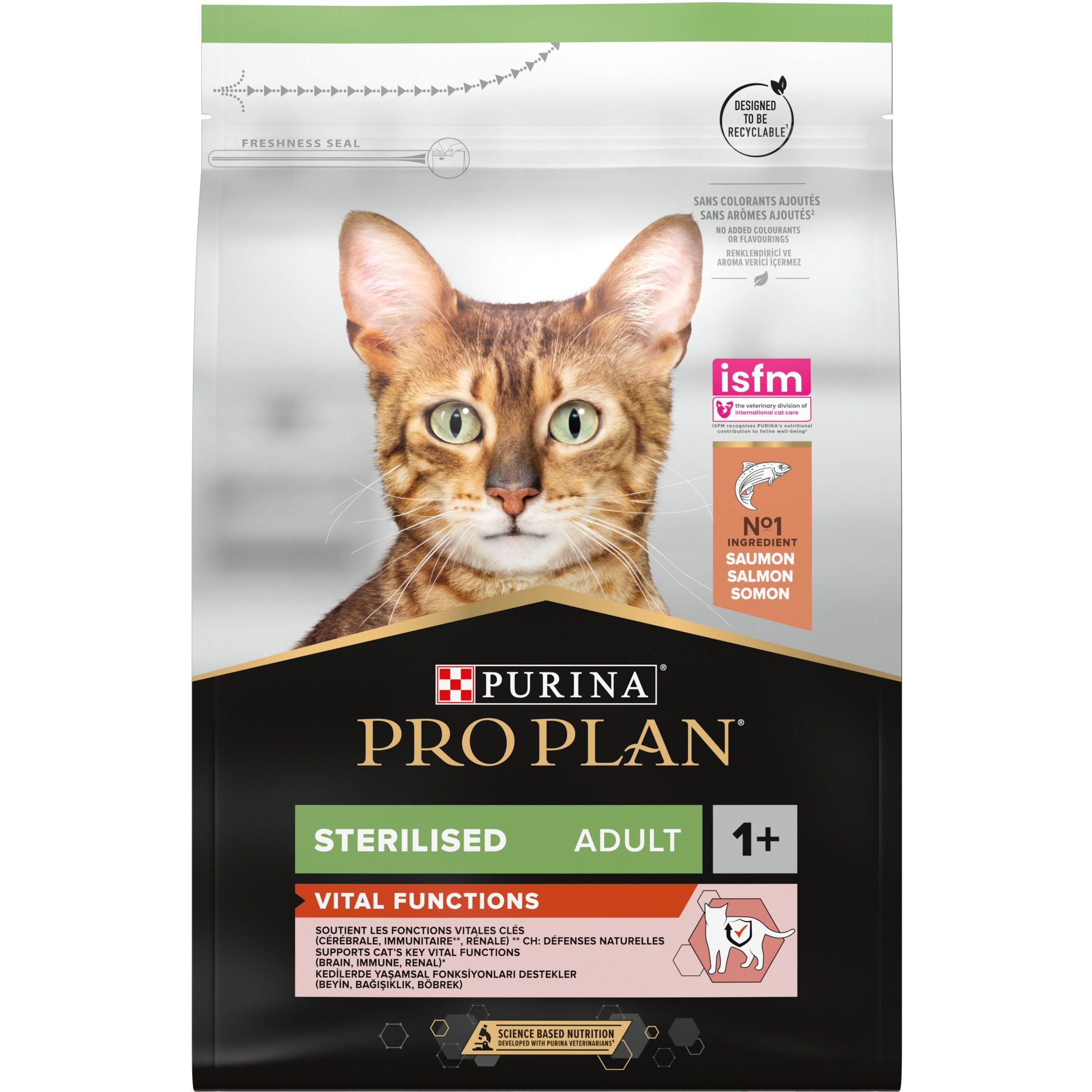 Сухой корм для стерилизованных кошек Purina Pro Plan Sterilised, с лососем, 3 кг (12398595) - фото 1