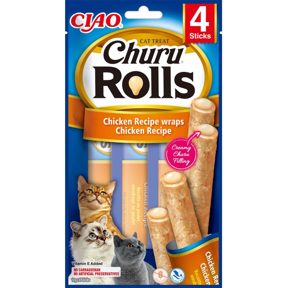 Ласощі для котів Inaba Ciao Churu Rolls з куркою 40 г (4 шт. х 10 г) - фото 1