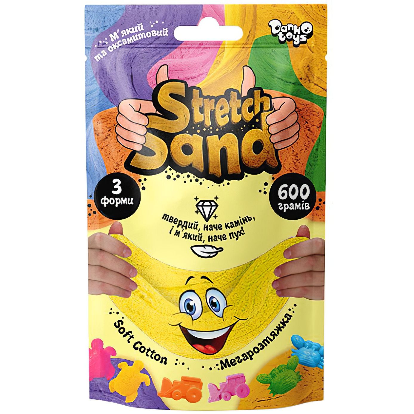 Набір креативної творчості Danko Toys Stretch Sand STS-04-01U пакет 600 гр Жовтий - фото 1