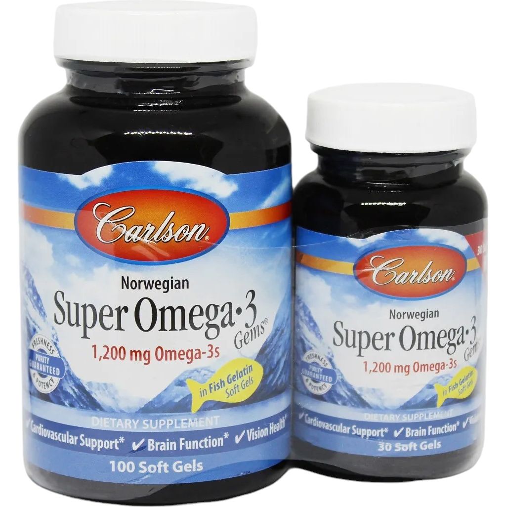 Супер Омега-3 Super Omega-3 Super Omega-3 Gems in fish gelatin 1200 мг 100+30 желатиновых капсул - фото 1