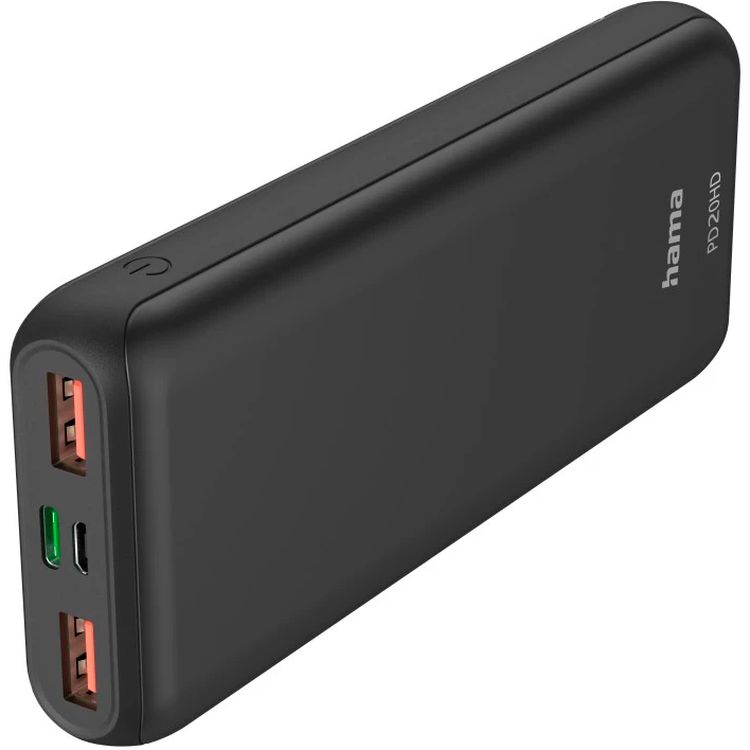 Повербанк Hama PD20HD 20000 mAh QC PD 18W Black - фото 1