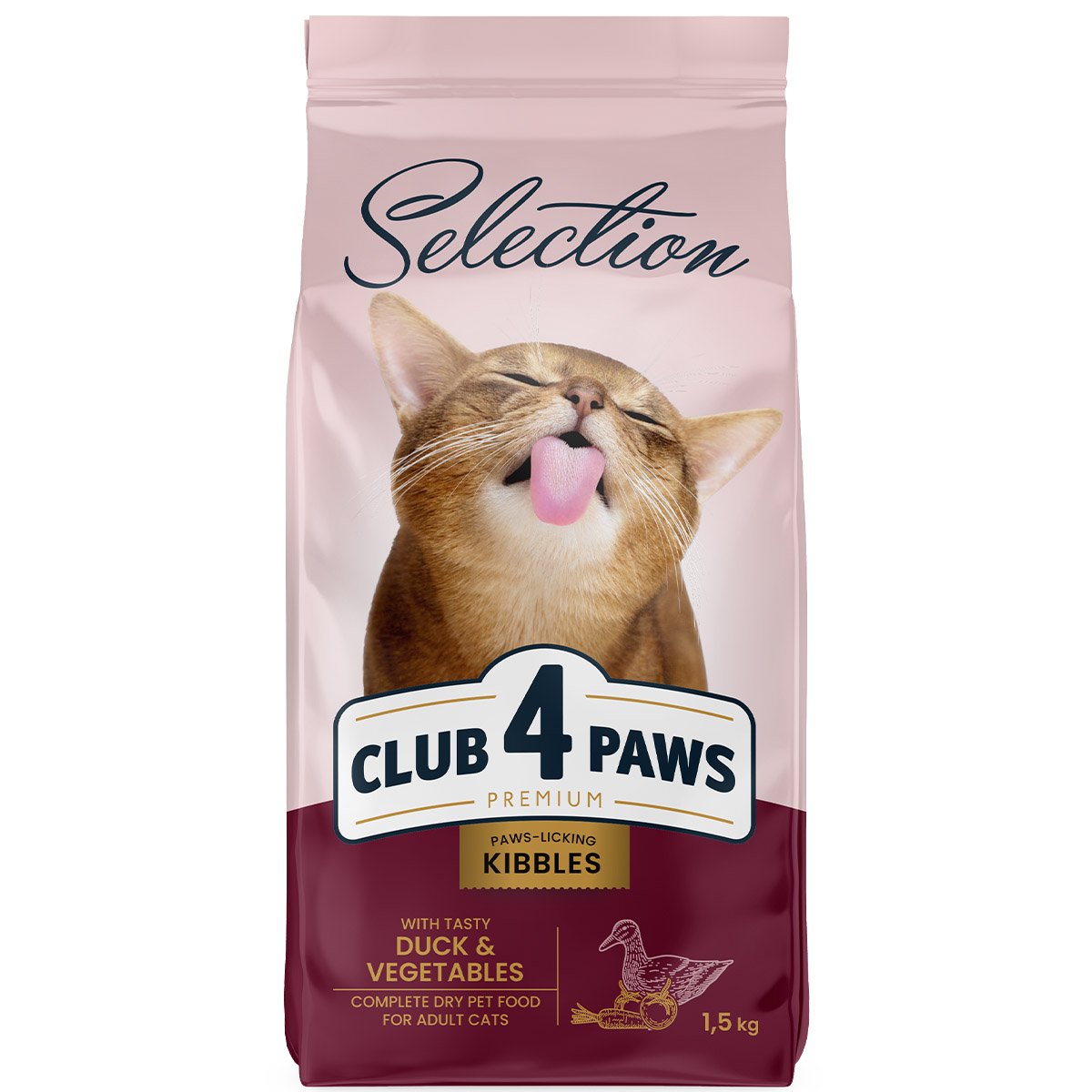 Сухой корм для взрослых кошек Club 4 Paws Premium Selection с уткой и овощами 1.5 кг - фото 1