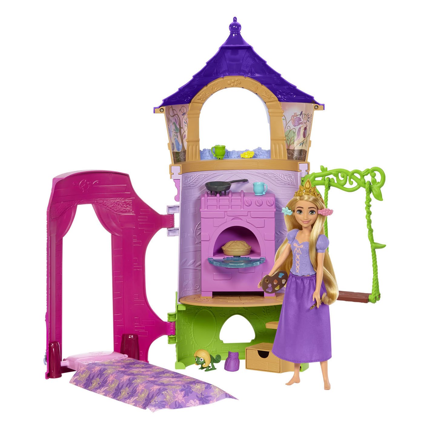 Игровой набор с куклой Disney Princess Рапунцель Высокая башня, 27 см (HLW30) - фото 1