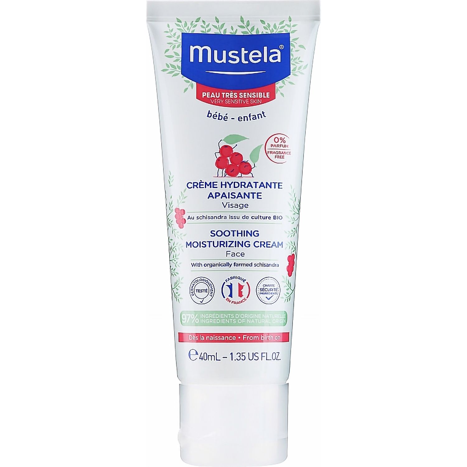 Увлажняющий крем для лица Mustela Soothing Moisturizing Cream, для чувствительной кожи, 40 мл - фото 1