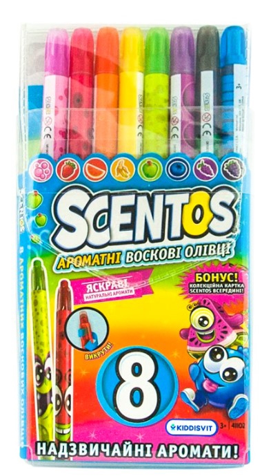 Набір ароматних воскових олівців для малювання Scentos Веселка, 8 кольорів (41102) - фото 1