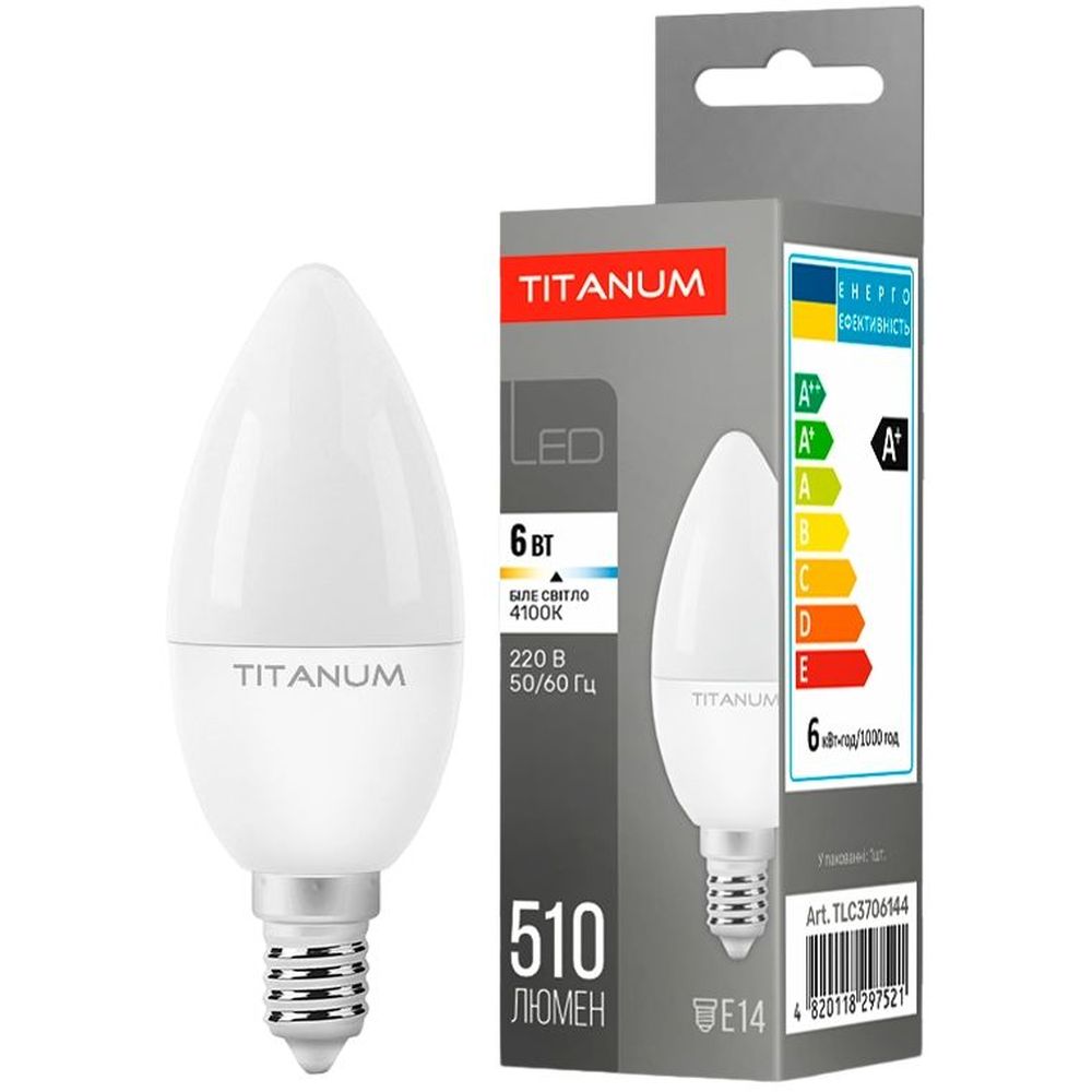 LED лампа Titanum C37 6W E14 4100K (TLС3706144) - фото 1