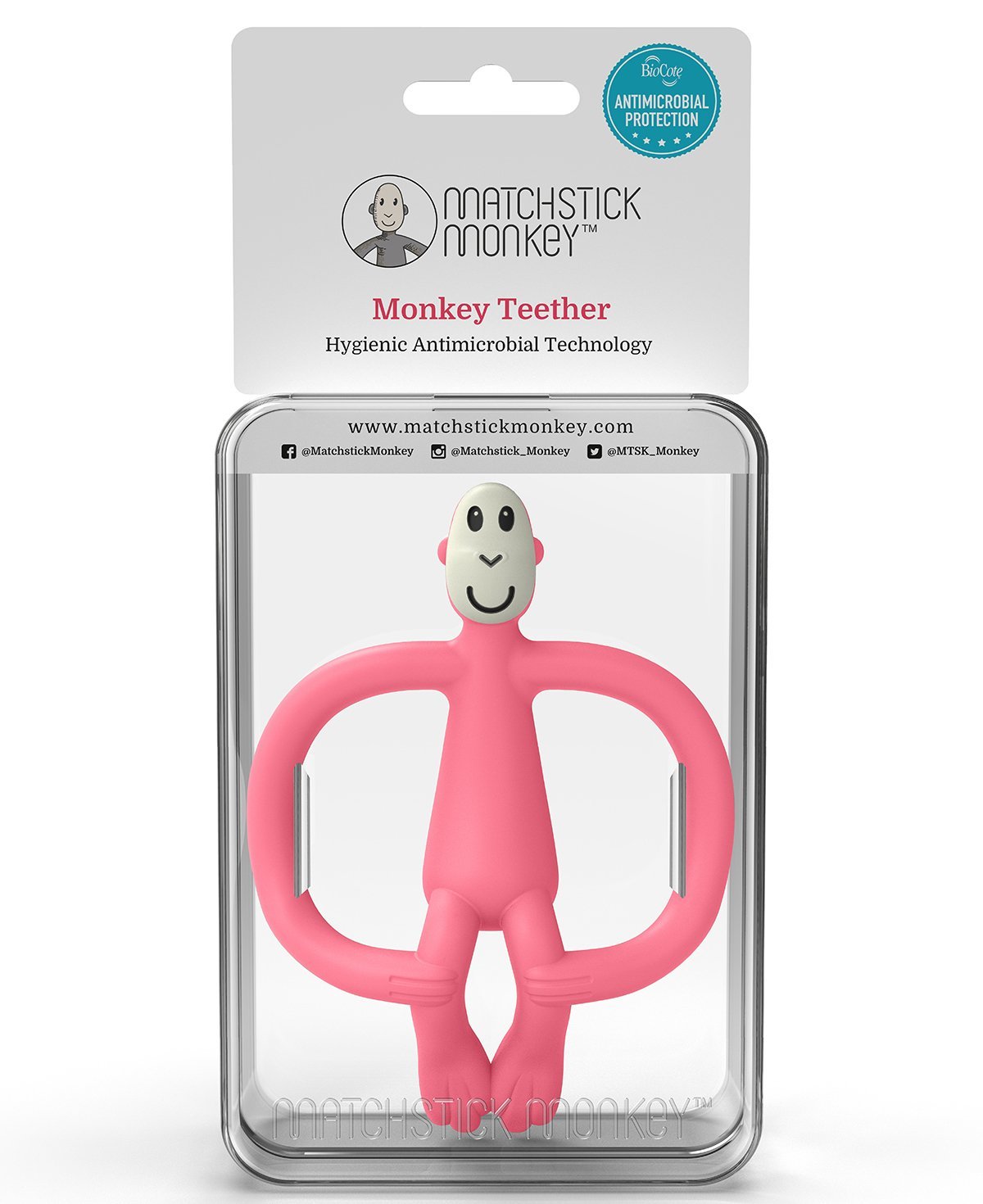 Іграшка-прорізувач Matchstick Monkey Мавпочка, без хвоста, 11 см, світло-рожева (MM-ONT-018) - фото 4