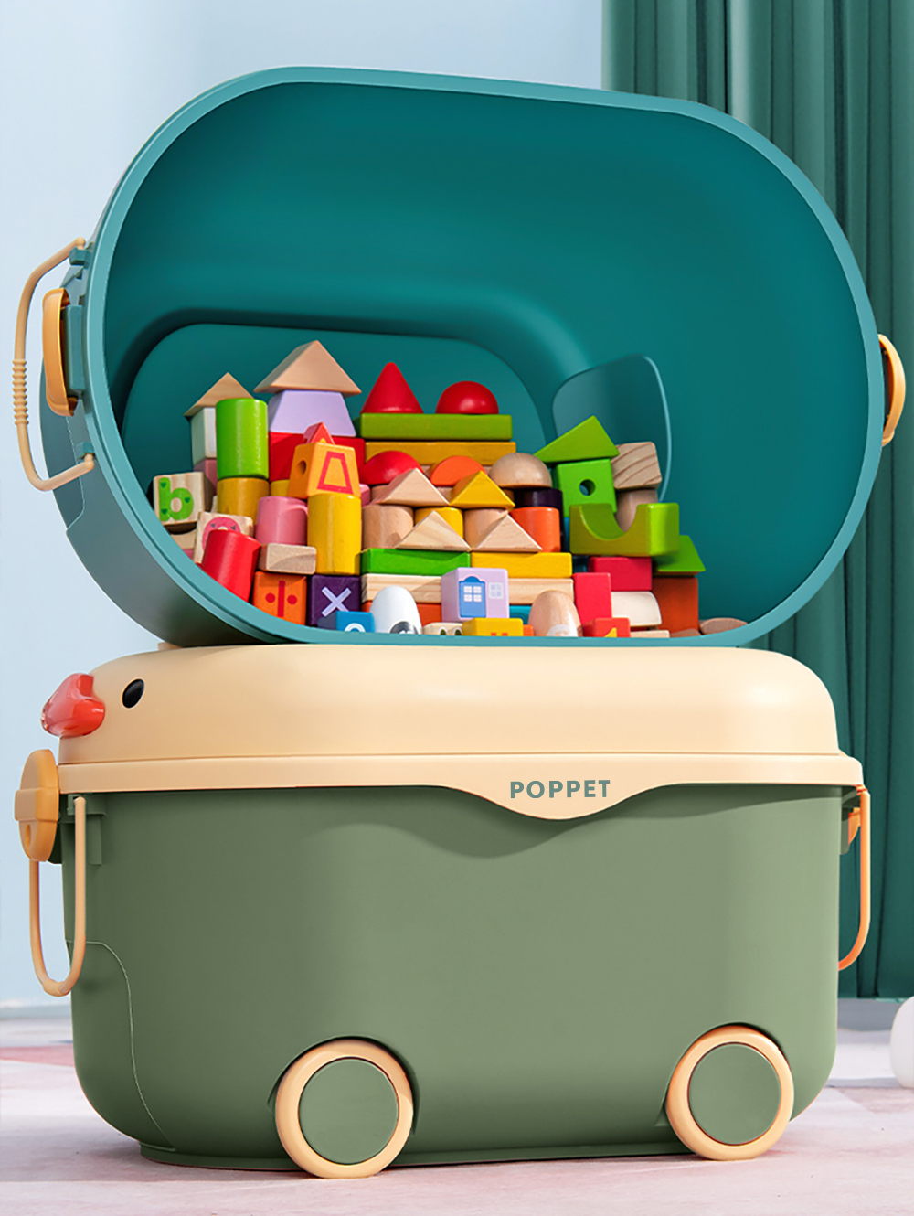 Багатофункціональний ящик для зберігання іграшок Poppet Каченя Оранж на колесах великий (PP-001O-L) - фото 4