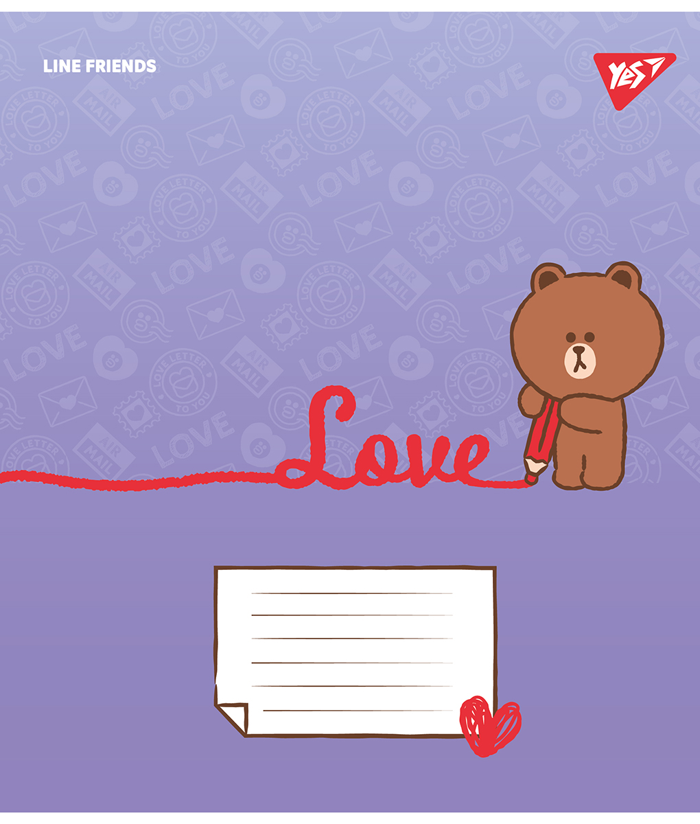 Набір зошитів Yes Line Friends. Love letter А5 в лінійку 12 аркушів 25 шт. (766948) - фото 2